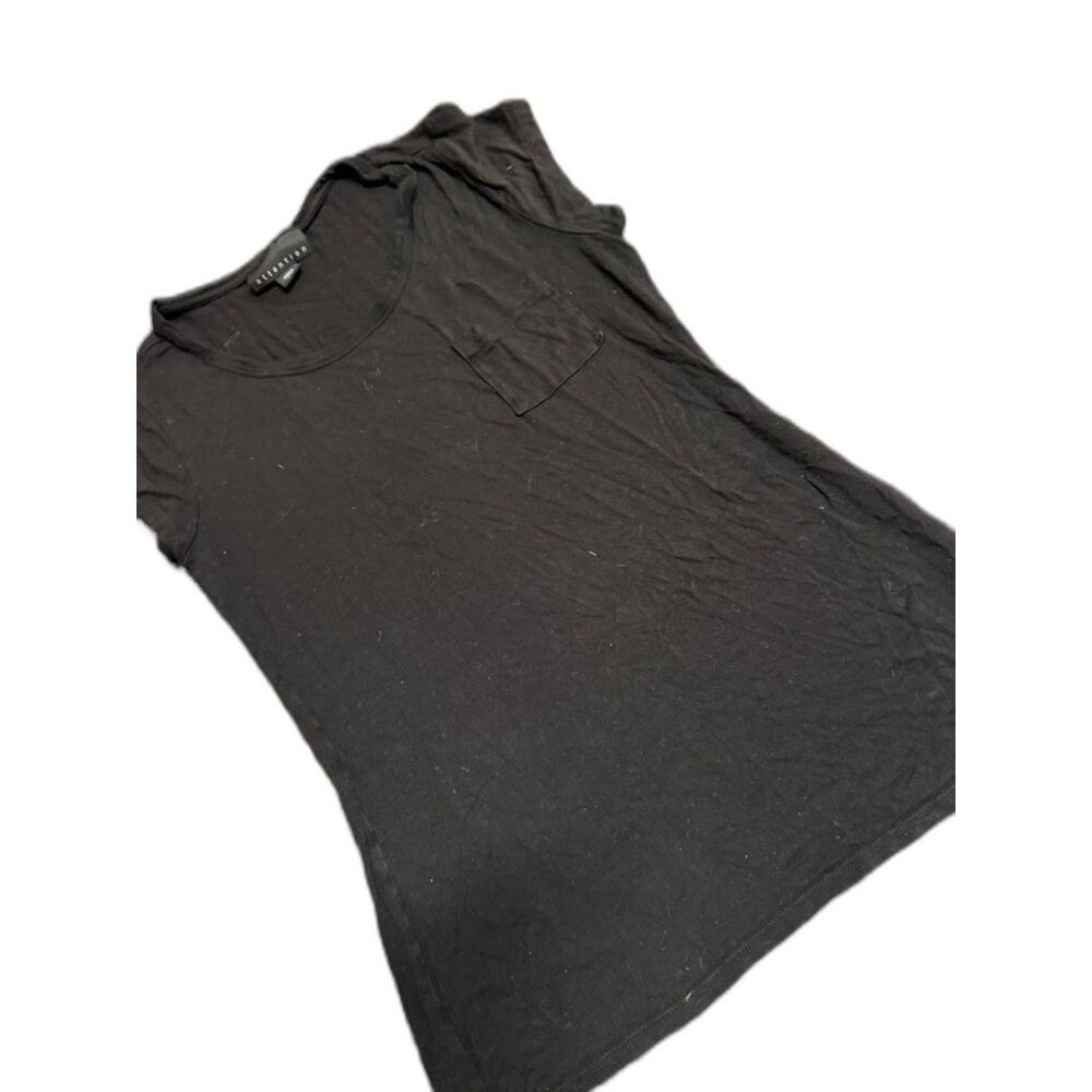 attention Black Short Sleeve Pocket Tee